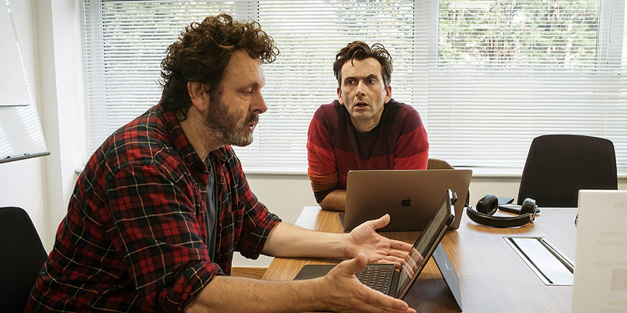 Staged. Image shows left to right: Michael (Michael Sheen), David (David Tennant)