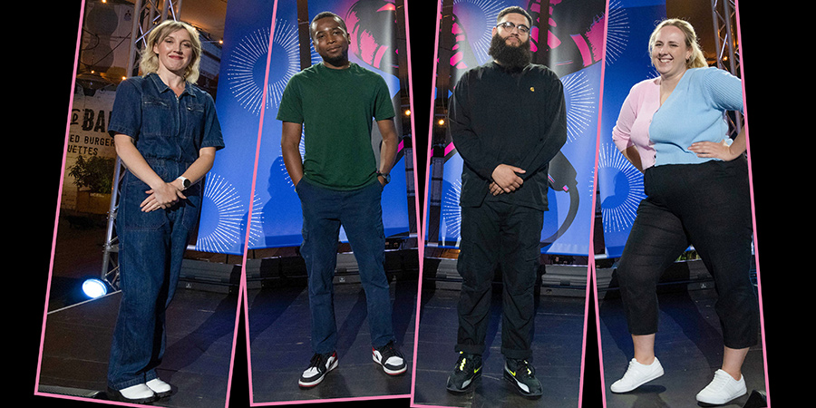 Stand Up For Live Comedy. Image shows from L to R: Eleanor Tiernan, Michael Odewale, Jamali Maddix, Helen Bauer. Copyright: Phil McIntyre Entertainment