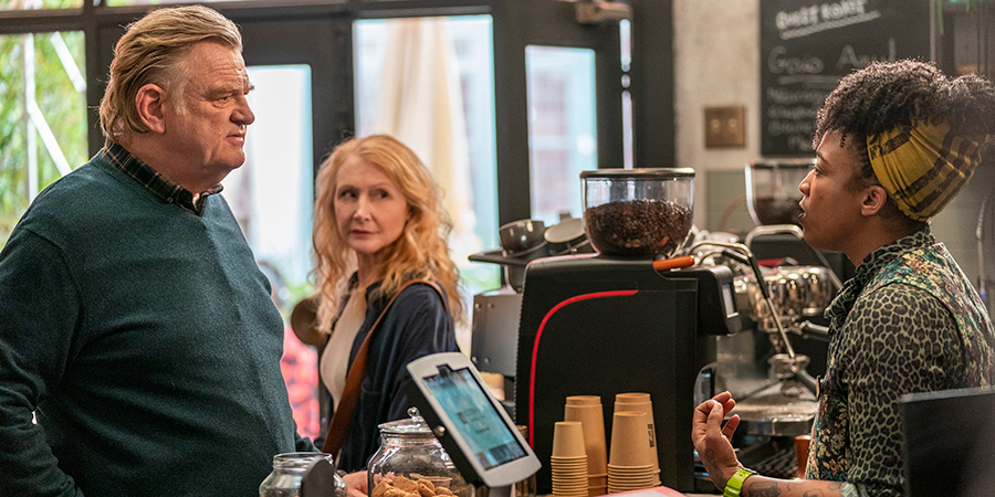 State Of The Union. Image shows from L to R: Scott (Brendan Gleeson), Ellen (Patricia Clarkson), Jay (Esco Jouléy)