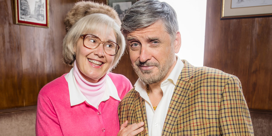 Still Game. Image shows from L to R: Isa Drennan (Jane McCarry), Callum Coburn (Craig Ferguson)