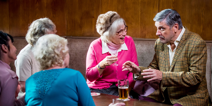 Still Game. Image shows from L to R: Isa Drennan (Jane McCarry), Callum Coburn (Craig Ferguson)