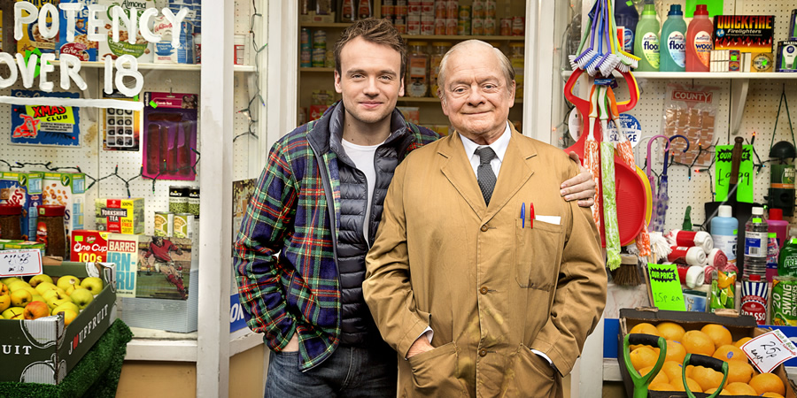 Still Open All Hours. Image shows from L to R: Leroy (James Baxter), Granville (David Jason). Copyright: BBC