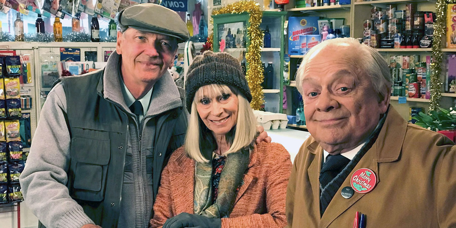 Still Open All Hours. Image shows from L to R: George (Roger Sloman), Annie (Rita Tushingham), Granville (David Jason). Copyright: BBC