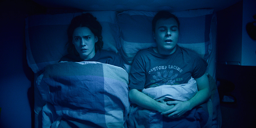 Such Brave Girls. Image shows left to right: Josie (Kat Sadler), Seb (Freddie Meredith)