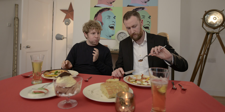 Taskmaster. Image shows from L to R: Josh Widdicombe, Alex Horne. Copyright: Avalon Television / UKTV