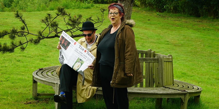 Taskmaster. Image shows from L to R: Alex Horne, Jo Brand. Copyright: Avalon Television