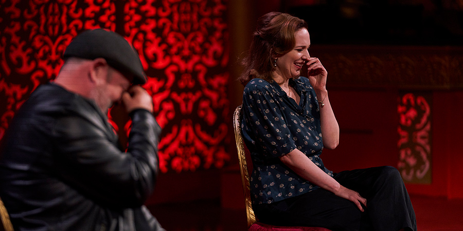 Taskmaster. Image shows from L to R: Johnny Vegas, Katherine Parkinson. Copyright: Avalon Television