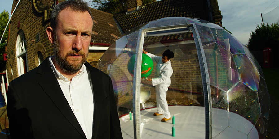 Taskmaster. Image shows from L to R: Alex Horne, Desiree Burch. Copyright: Avalon Television