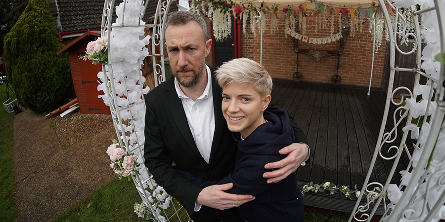 Taskmaster. Image shows left to right: Alex Horne, Mae Martin