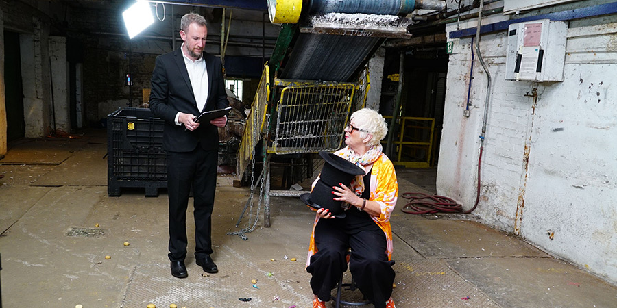 Taskmaster. Image shows left to right: Alex Horne, Jenny Eclair