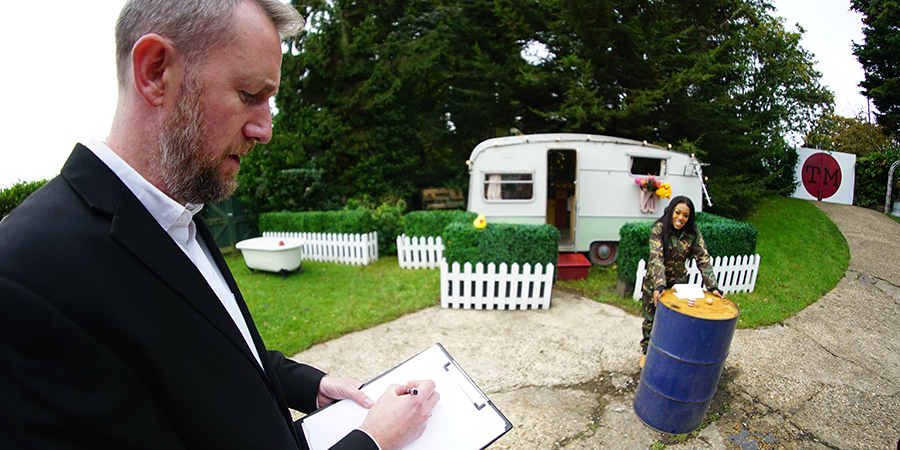 Taskmaster. Image shows from L to R: Alex Horne, Lady Leshurr