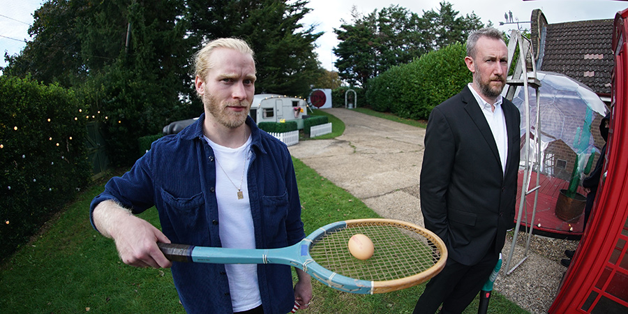 Taskmaster. Image shows from L to R: Jonnie Peacock, Alex Horne