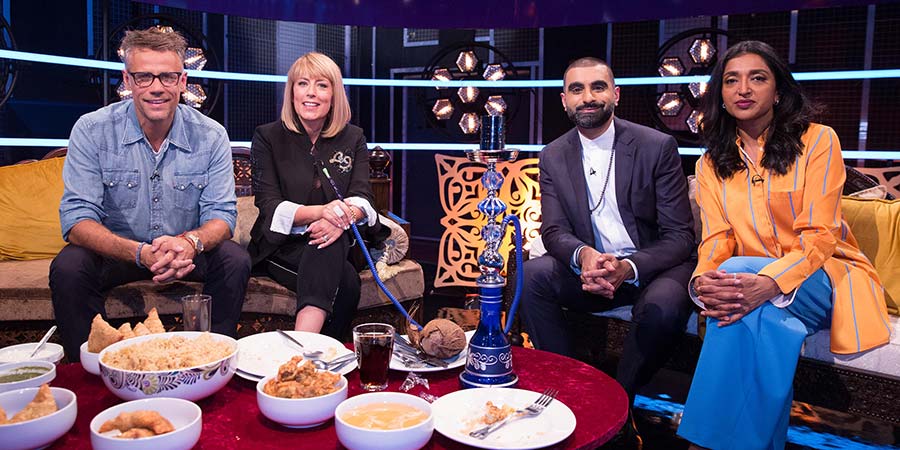 The Tez O'Clock Show. Image shows from L to R: Richard Bacon, Fay Ripley, Tez Ilyas, Sindhu Vee