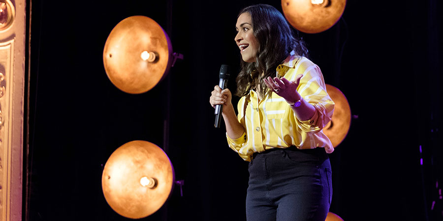 The Big Asian Stand-Up. Emily Lloyd Saini. Copyright: BBC The Big Asian Stand-Up. Emily Lloyd Saini. Copyright: BBC