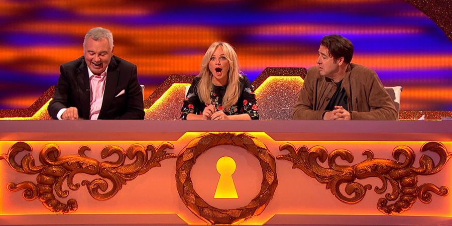 Through The Keyhole. Image shows from L to R: Eamonn Holmes, Emma Bunton, Jonathan Ross. Copyright: Talkback