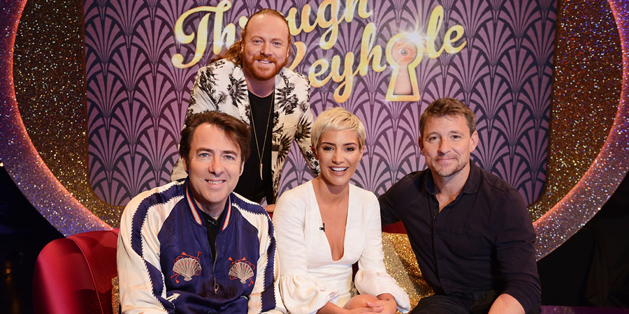 Through The Keyhole. Image shows from L to R: Jonathan Ross, Leigh Francis, Frankie Bridge, Ben Shephard. Copyright: Talkback