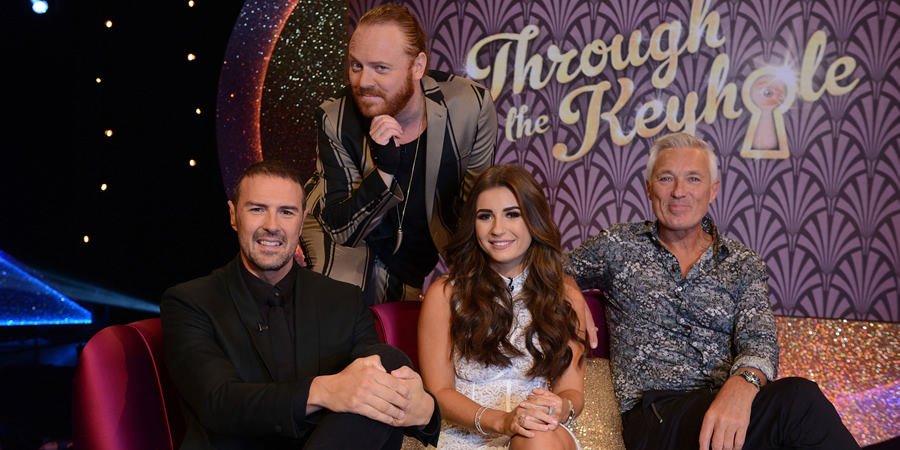 Through The Keyhole. Image shows from L to R: Paddy McGuinness, Leigh Francis, Dani Dyer, Martin Kemp. Copyright: Talkback