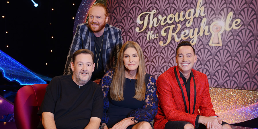 Through The Keyhole. Image shows from L to R: Johnny Vegas, Leigh Francis, Caitlyn Jenner, Craig Revel Horwood. Copyright: Talkback
