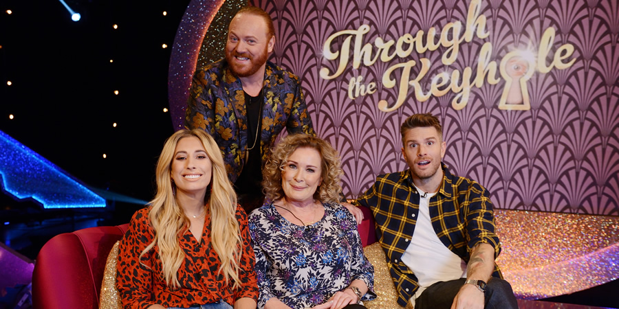 Through The Keyhole. Image shows from L to R: Stacey Solomon, Leigh Francis, Beverley Callard, Joel Dommett. Copyright: Talkback Through The Keyhole. Image shows from L to R: Stacey Solomon, Leigh Francis, Beverley Callard, Joel Dommett. Copyright: Talkback
