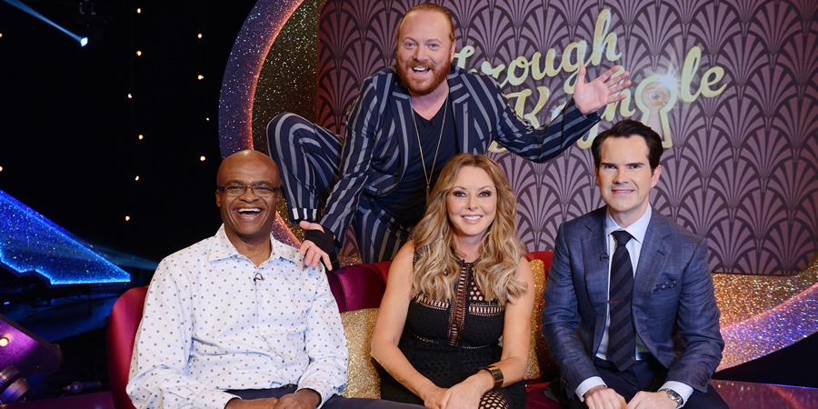 Through The Keyhole. Image shows from L to R: Kriss Akabusi, Leigh Francis, Carol Vorderman, Jimmy Carr. Copyright: Talkback