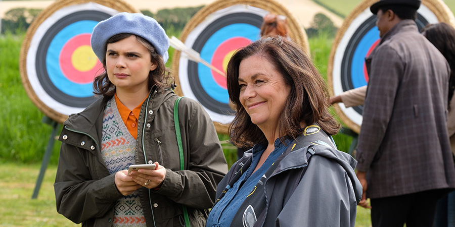 The Trouble With Maggie Cole. Image shows from L to R: Becka Cole (Gwyneth Keyworth), Maggie Cole (Dawn French). Copyright: Genial Productions