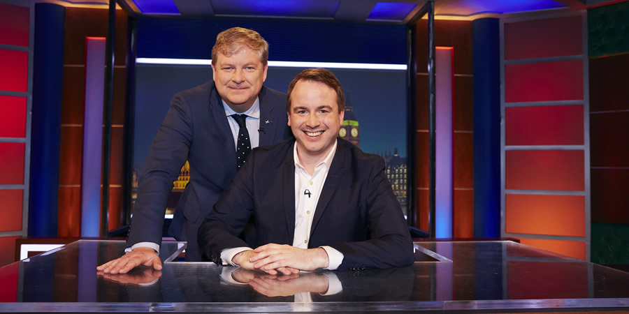 Unspun With Matt Forde. Image shows from L to R: Angus Robertson, Matt Forde. Copyright: Avalon Television