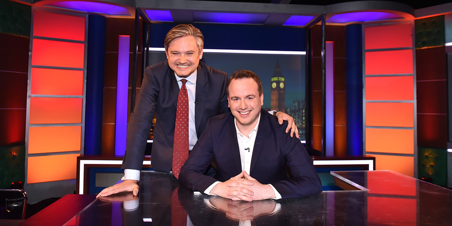 Unspun With Matt Forde. Image shows from L to R: John Woodcock, Matt Forde. Copyright: Avalon Television