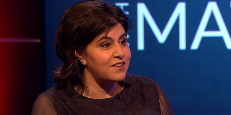 Unspun With Matt Forde. Sayeeda Warsi. Copyright: Avalon Television