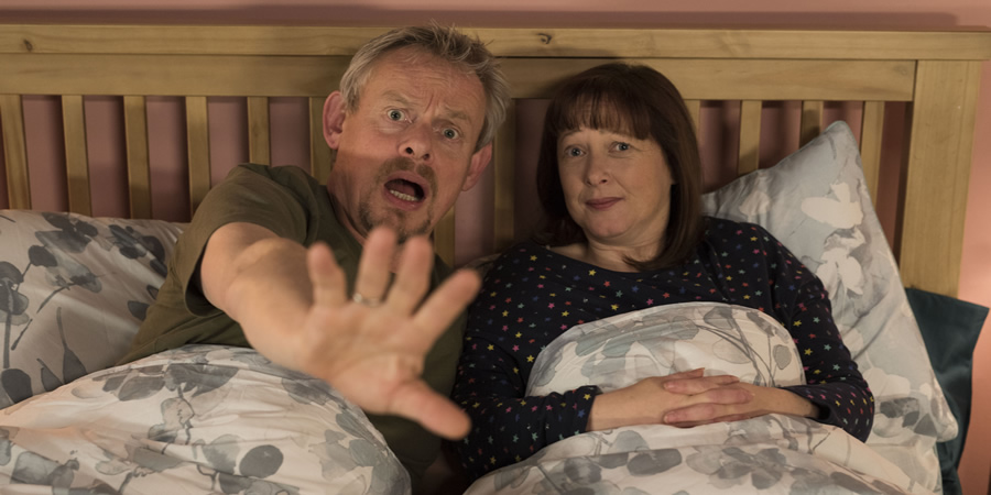 Warren. Image shows from L to R: Warren Thompson (Martin Clunes), Anne (Lisa Millett). Copyright: Hat Trick Productions
