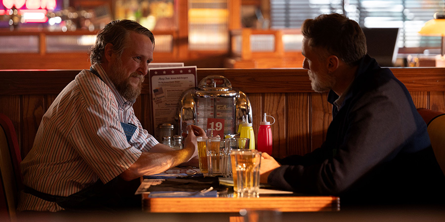 We Might Regret This. Image shows left to right: Brian (Tim Key), Abe (Darren Boyd)