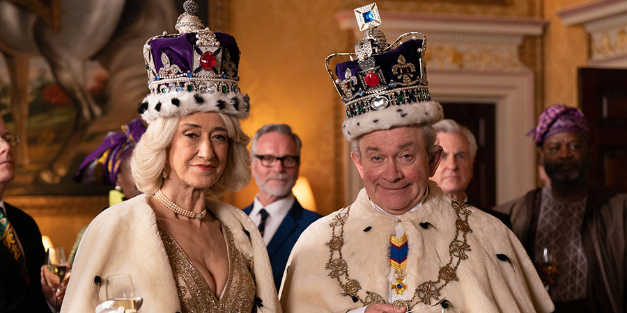 The Windsors. Image shows left to right: Camilla (Haydn Gwynne), Charles (Harry Enfield)