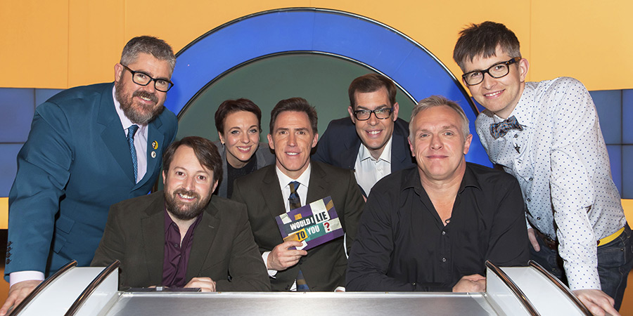 Would I Lie To You?. Image shows left to right: Phill Jupitus, David Mitchell, Amanda Abbington, Rob Brydon, Richard Osman, Greg Davies, Gareth Malone