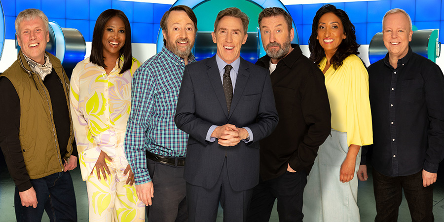 Would I Lie To You?. Image shows left to right: Mark Berry, Motsi Mabuse, David Mitchell, Rob Brydon, Lee Mack, Shazia Mirza, Steve Pemberton. Credit: Zeppotron