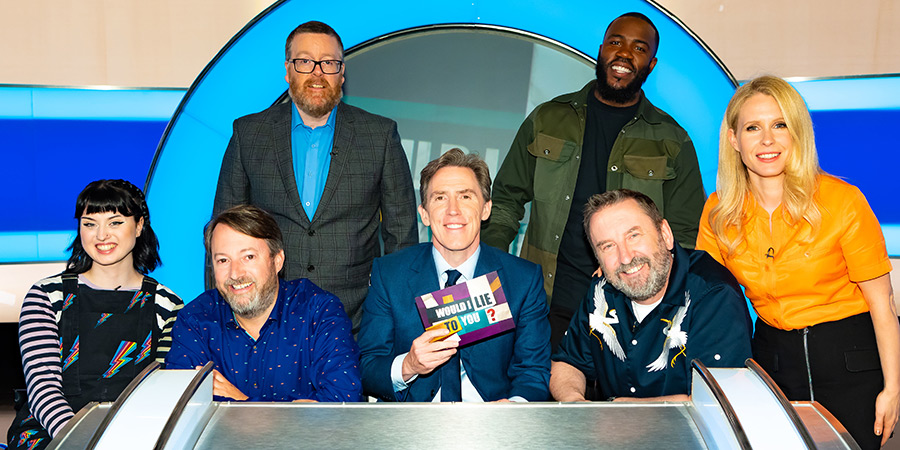 Would I Lie To You?. Image shows left to right: Abby Cook, David Mitchell, Frankie Boyle, Rob Brydon, Mo Gilligan, Lee Mack, Lucy Beaumont