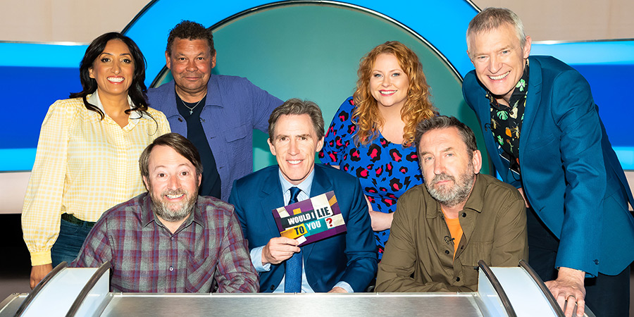 Would I Lie To You?. Image shows left to right: Shazia Mirza, David Mitchell, Craig Charles, Rob Brydon, Amy Gledhill, Lee Mack, Jeremy Vine