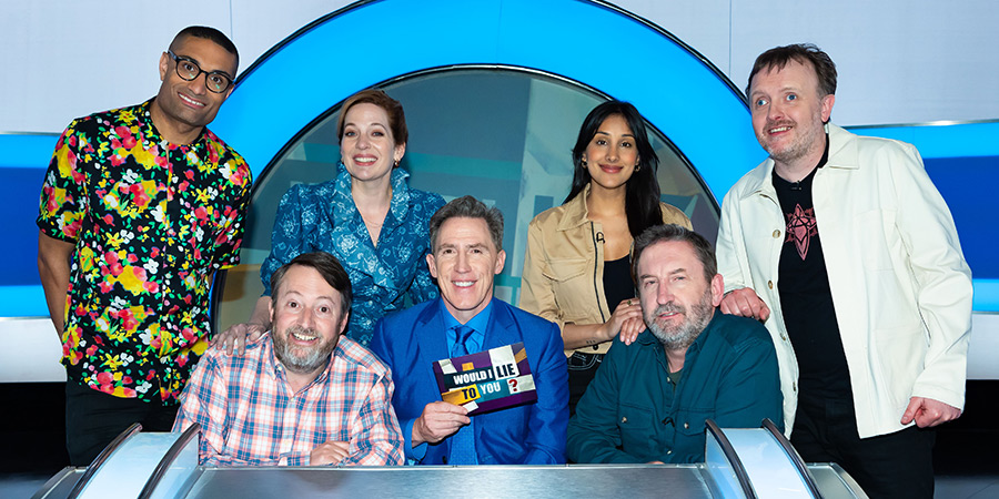 Would I Lie To You?. Image shows left to right: Richie Anderson, David Mitchell, Katherine Parkinson, Rob Brydon, Taj Atwal, Lee Mack, Chris McCausland