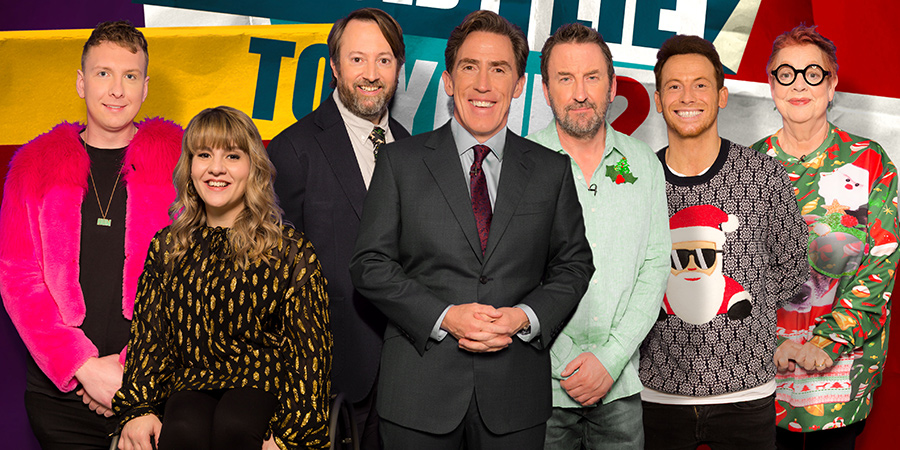 Would I Lie To You?. Image shows from L to R: Joe Lycett, Ruth Madeley, David Mitchell, Rob Brydon, Lee Mack, Joe Swash, Jo Brand. Copyright: Zeppotron