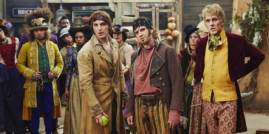 Yonderland. Image shows from L to R: Ben Willbond, Laurence Rickard, Mathew Baynton. Copyright: Working Title Films
