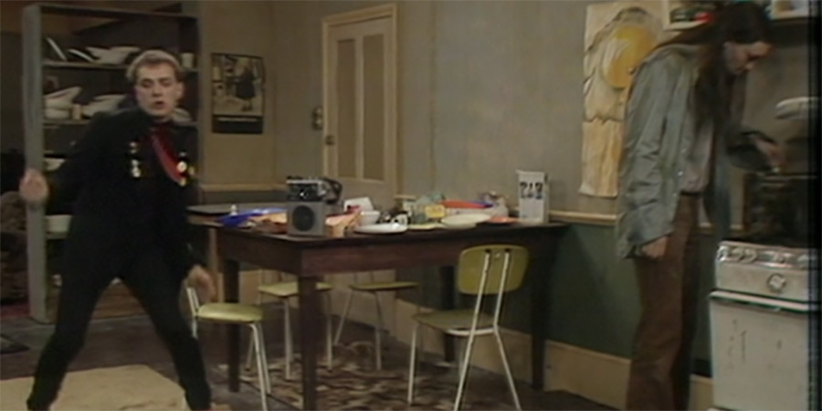 The Young Ones. Image shows left to right: Rick (Rik Mayall), Neil (Nigel Planer)