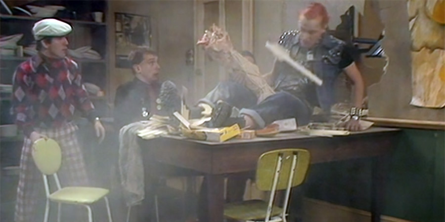 The Young Ones. Image shows left to right: Mike (Christopher Ryan), Rick (Rik Mayall), Vyvyan (Adrian Edmondson)
