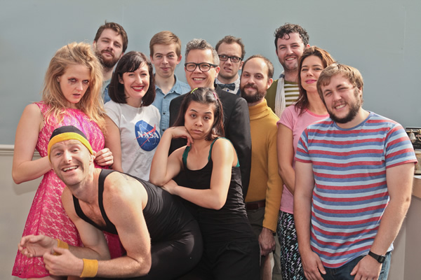 Amused Moose Laughter Awards 2014 Finalists. Image shows from L to R: Pippa Evans, Trygve Wakenshaw, Pierre Novellie, Celia Pacquola, Chris Turner, Ria Lina, Rob Deering, James McNicholas, Owen Roberts, Ciarán Dowd, Lou Sanders, Tom Toal