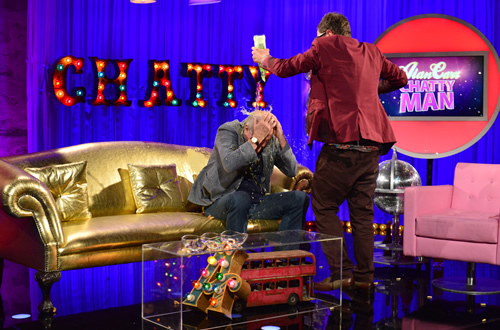 Alan Carr: Chatty Man. Image shows from L to R: John Cleese, Alan Carr. Copyright: Open Mike Productions