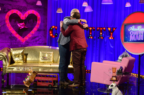 Alan Carr: Chatty Man. Image shows from L to R: John Cleese, Alan Carr. Copyright: Open Mike Productions