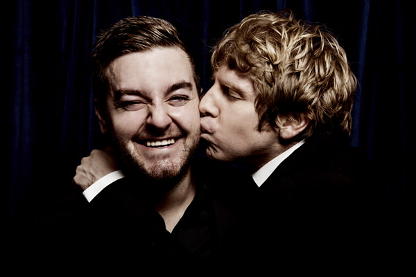 Image shows from L to R: Alex Brooker, Josh Widdicombe