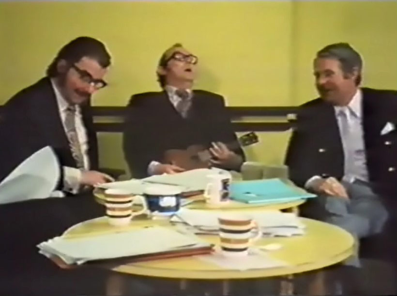 Producer John Ammonds with Eric Morecambe and Ernie Wise during rehearsals. Image shows from L to R: Eric Morecambe, Ernie Wise, John Ammonds