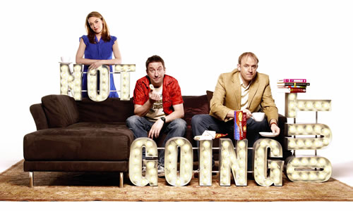 Not Going Out. Image shows from L to R: Lucy (Sally Bretton), Lee (Lee Mack), Tim (Tim Vine). Copyright: Avalon Television / Arlo Productions