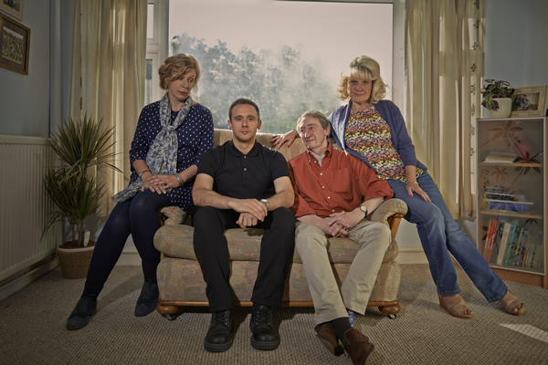 Nurse. Image shows from L to R: Elizabeth (Esther Coles), Jack (Jason Maza), David (Paul Whitehouse), Sheila (Sue Elliott-Nicholls). Copyright: Down The Line Productions