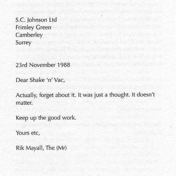 Rik Mayall letter