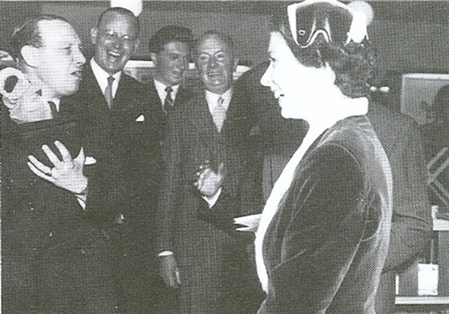 The Queen meeting Harry Corbett and Sooty in 1955