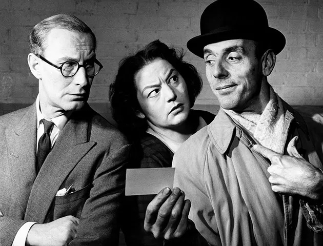 Sykes And A.... Image shows left to right: Charles Brown (Richard Wattis), Hat (Hattie Jacques), Eric (Eric Sykes). Credit: BBC